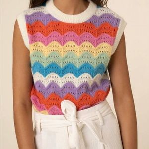 FRNCH Leana Scallop Rainbow Sweater Vest